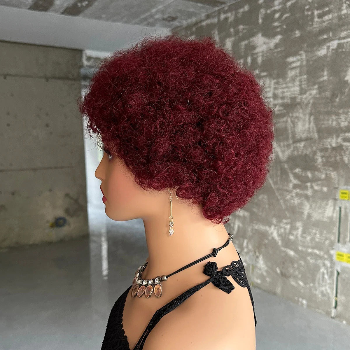 Trendy Creative Human Afro Curly Short Real Hair Wig