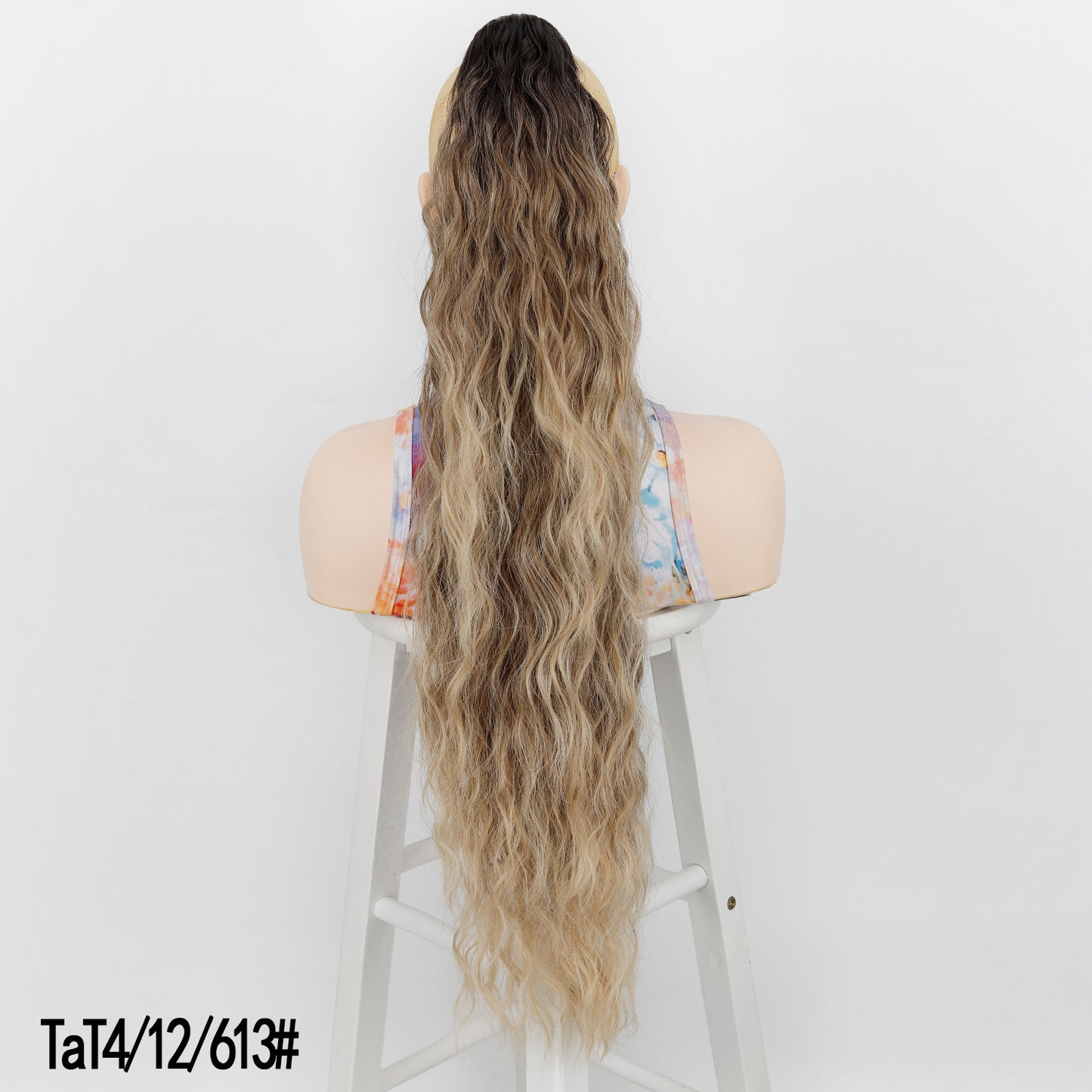 Women's Water Ripple Fluffy Long Curly Hair Chemical Fiber Silk Height Wig Ponytail
