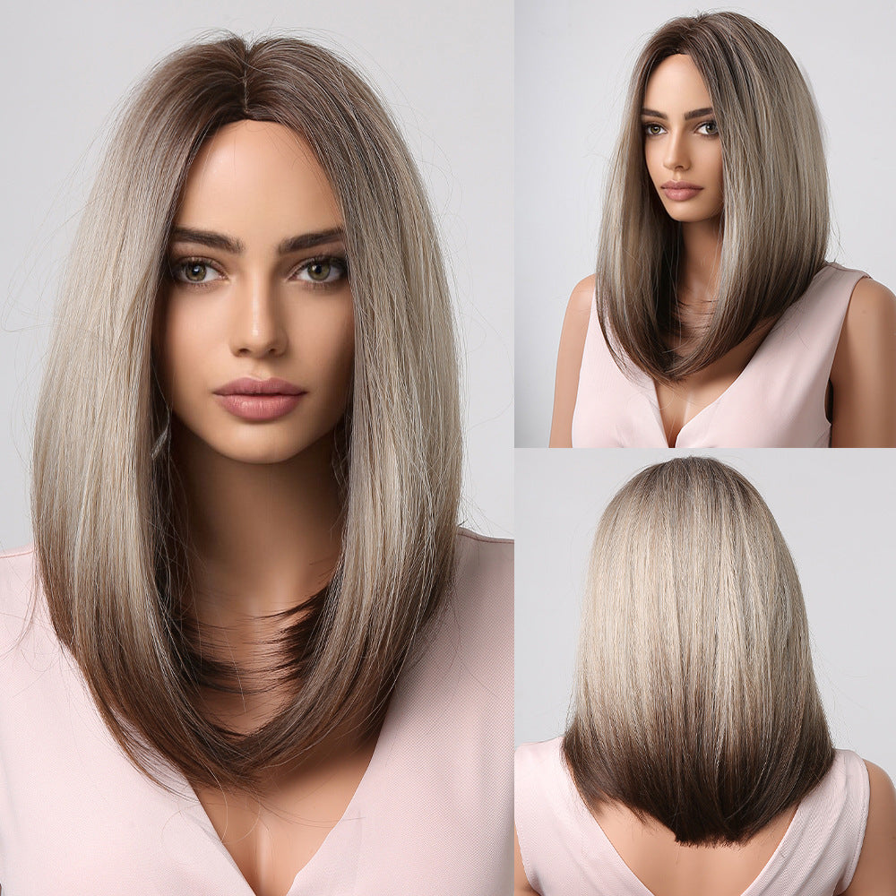 Elegant Classic Innovative Popular Gradient Gray Wig Short Straight Hair