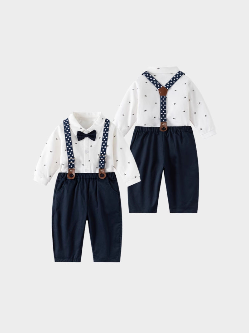Children's Clothes Banquet Long-sleeved Shirt Suspender Pants Children's Suit