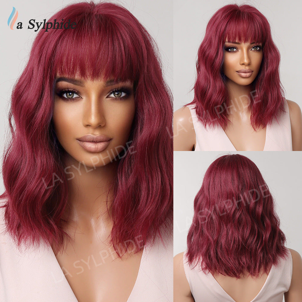 Women's Bangs Brown Gradient Sier Head Daily Wig Short Straight Hair