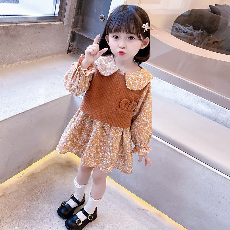 Children's Wool Vest Rabbit Ears Cotton Dress Little Two Children's Suit