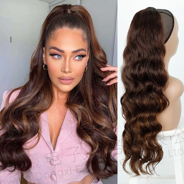 Long Curly Female Drawstring Hair Extension Horse Tail African Big Wig Ponytail