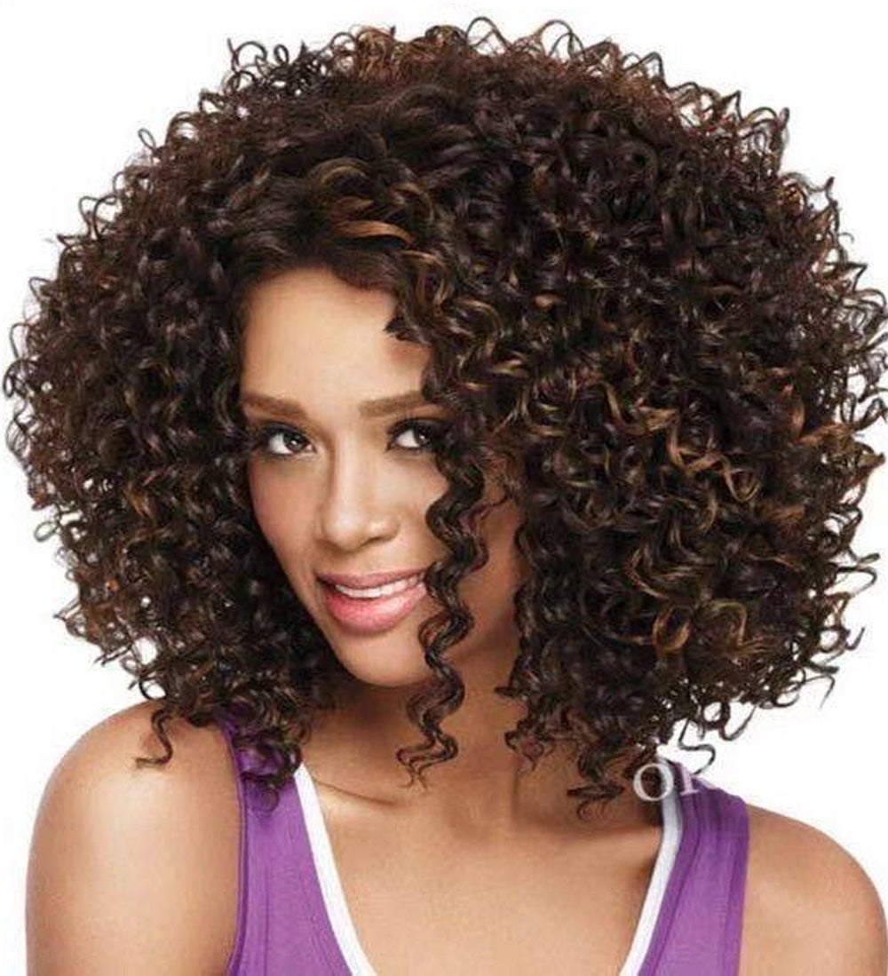 Women's Small Volume African Fluffy Explosion Chemical Fiber Wig Short Curly Hair