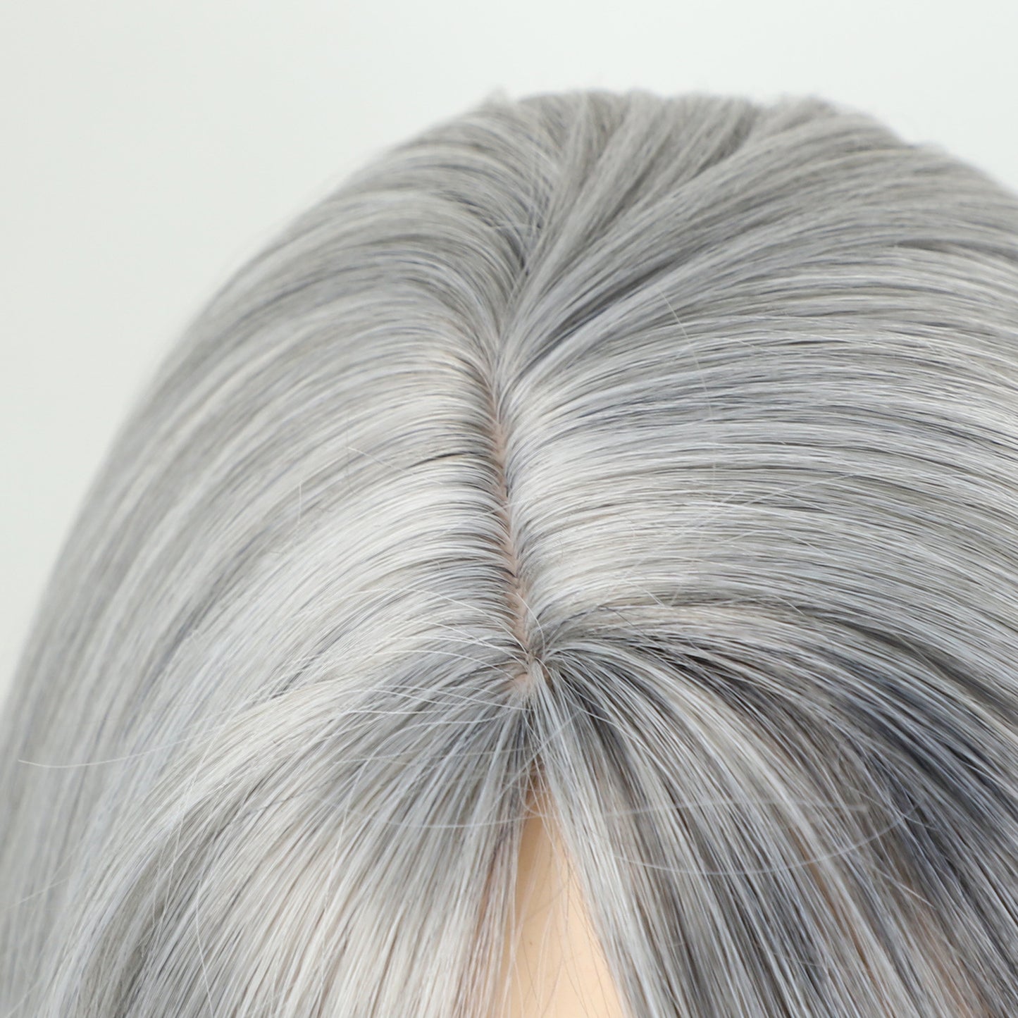 Bangs Gray Curly Hair Mid-length Synthetic Wig Long Curls