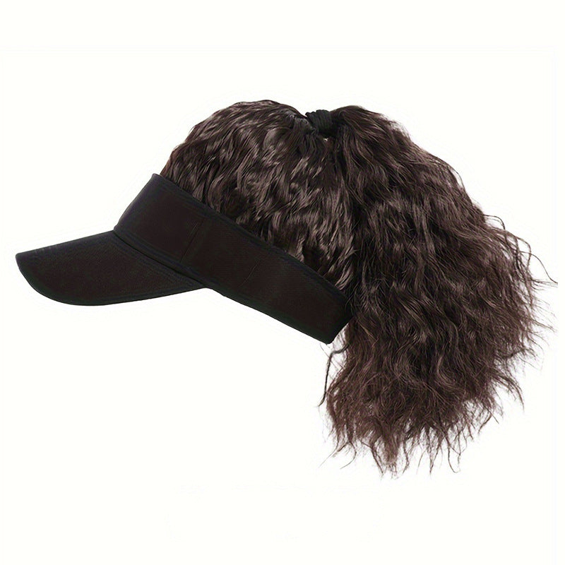 One Female Visor Peaked Cap Corn Curler High Ponytail Other Wig