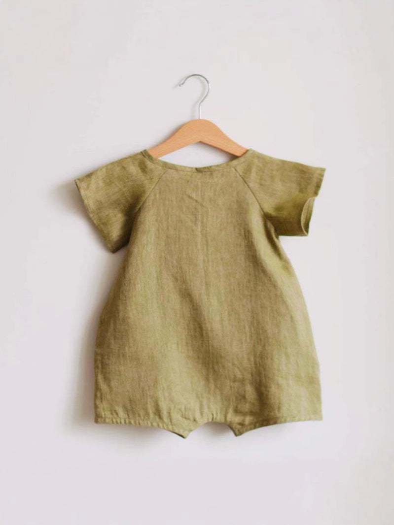 Cotton Short Sleeve Rompers Born Solid Color Jumpsuit, Climbing Suit