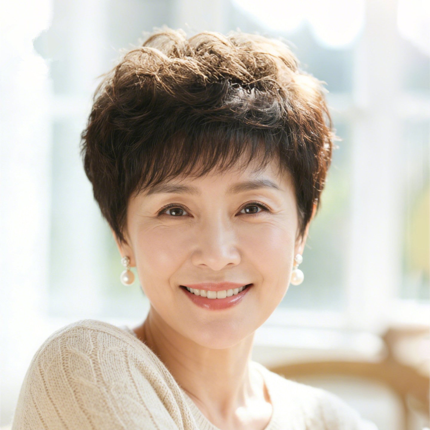Natural Human Short Curly Fashion Summer Light Real Hair Wig