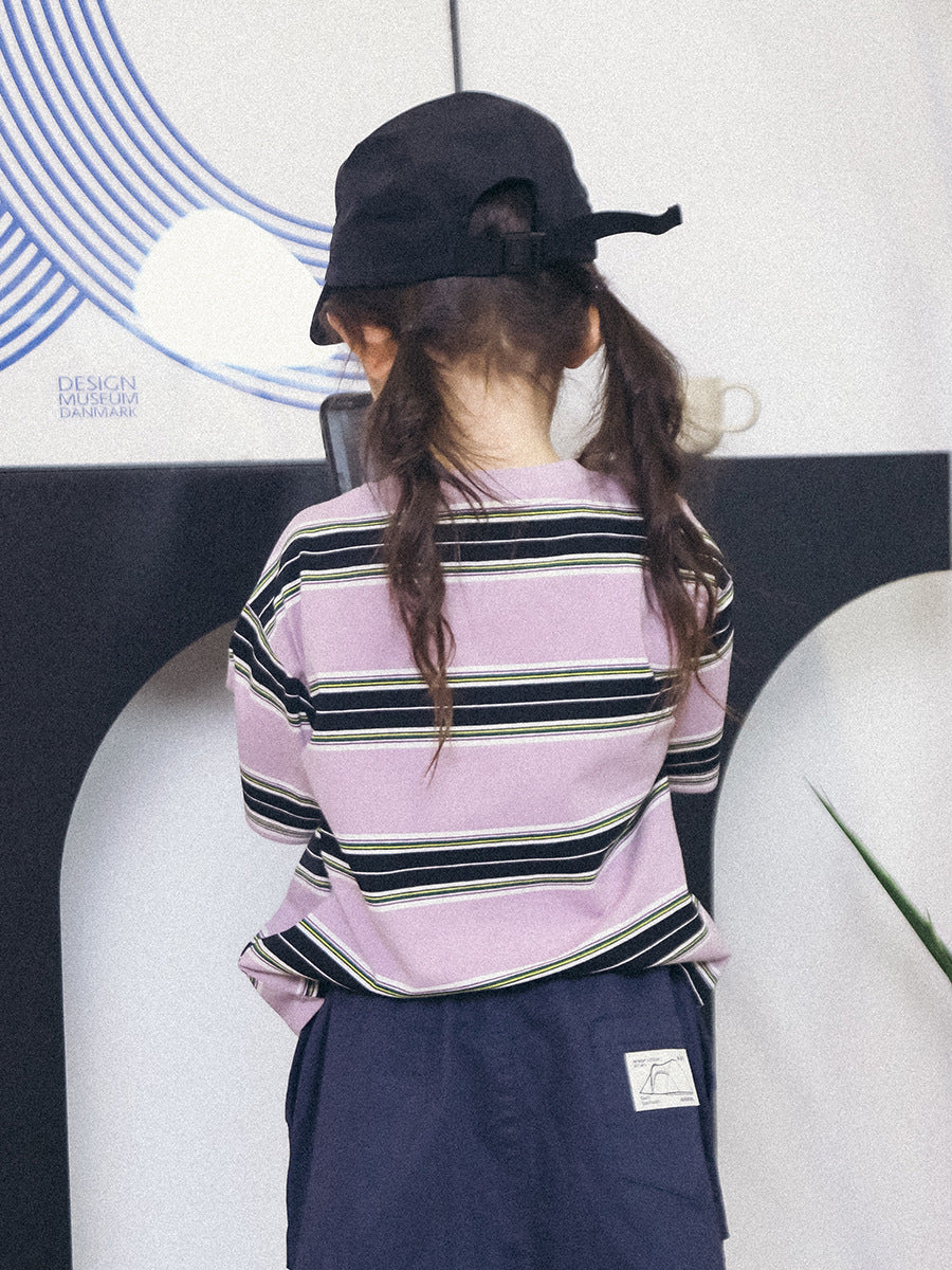 Children's Summer Vintage Stripe Tops Soft Breathable Children's T-shirt