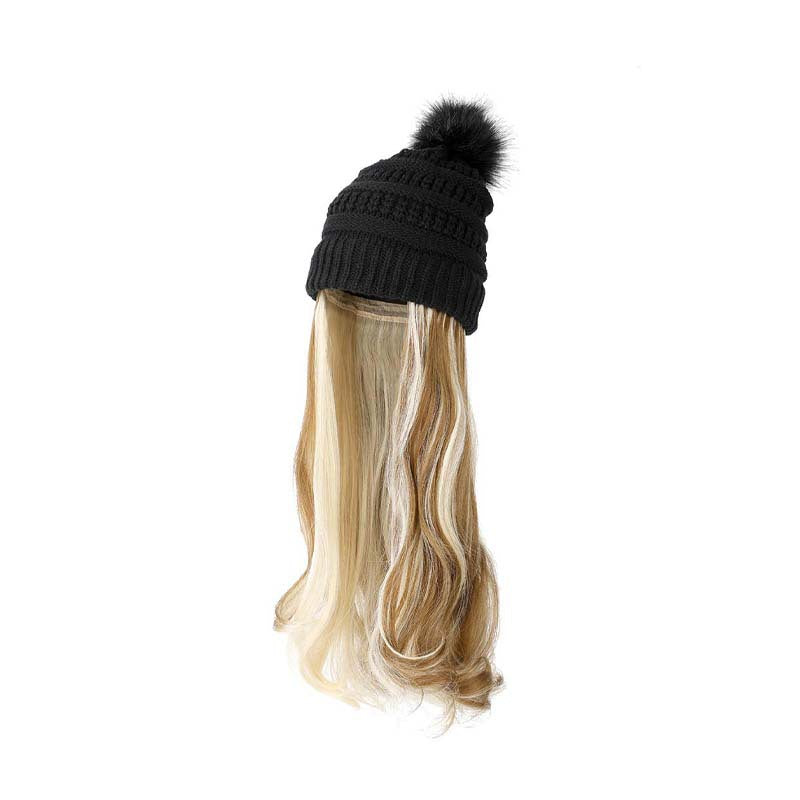 Women's Hair Big Wave Hat Solid Color Wig Long Curls