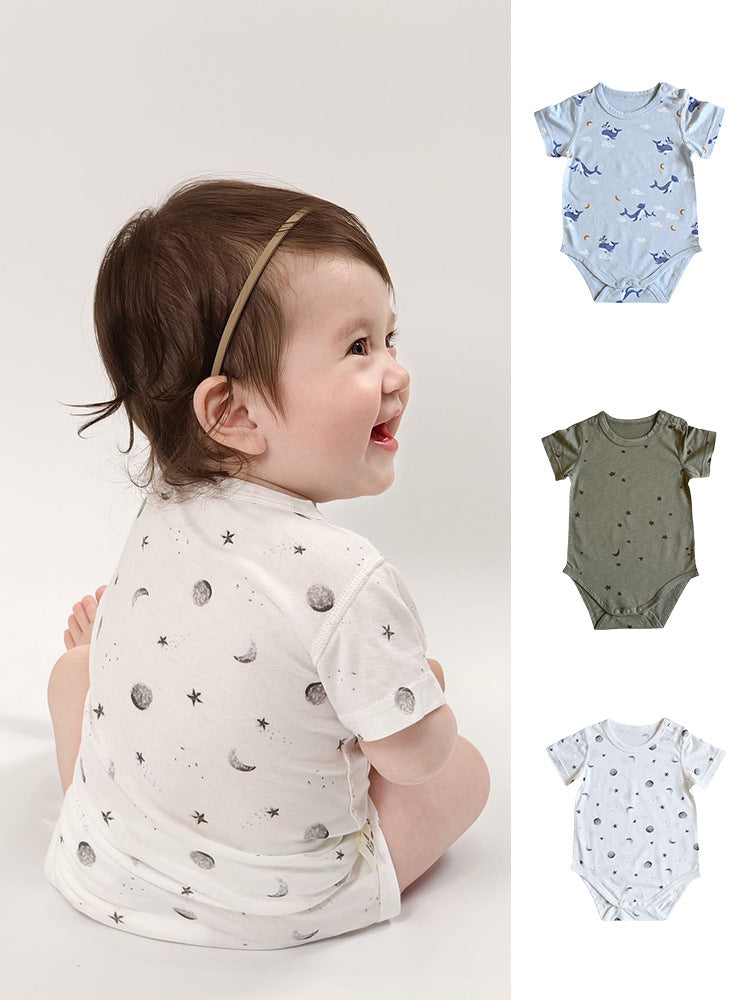 Cotton Summer Short Sleeved Kazakhstan Thin Boneless Romper Born Clothes Jumpsuit, Climbing Suit