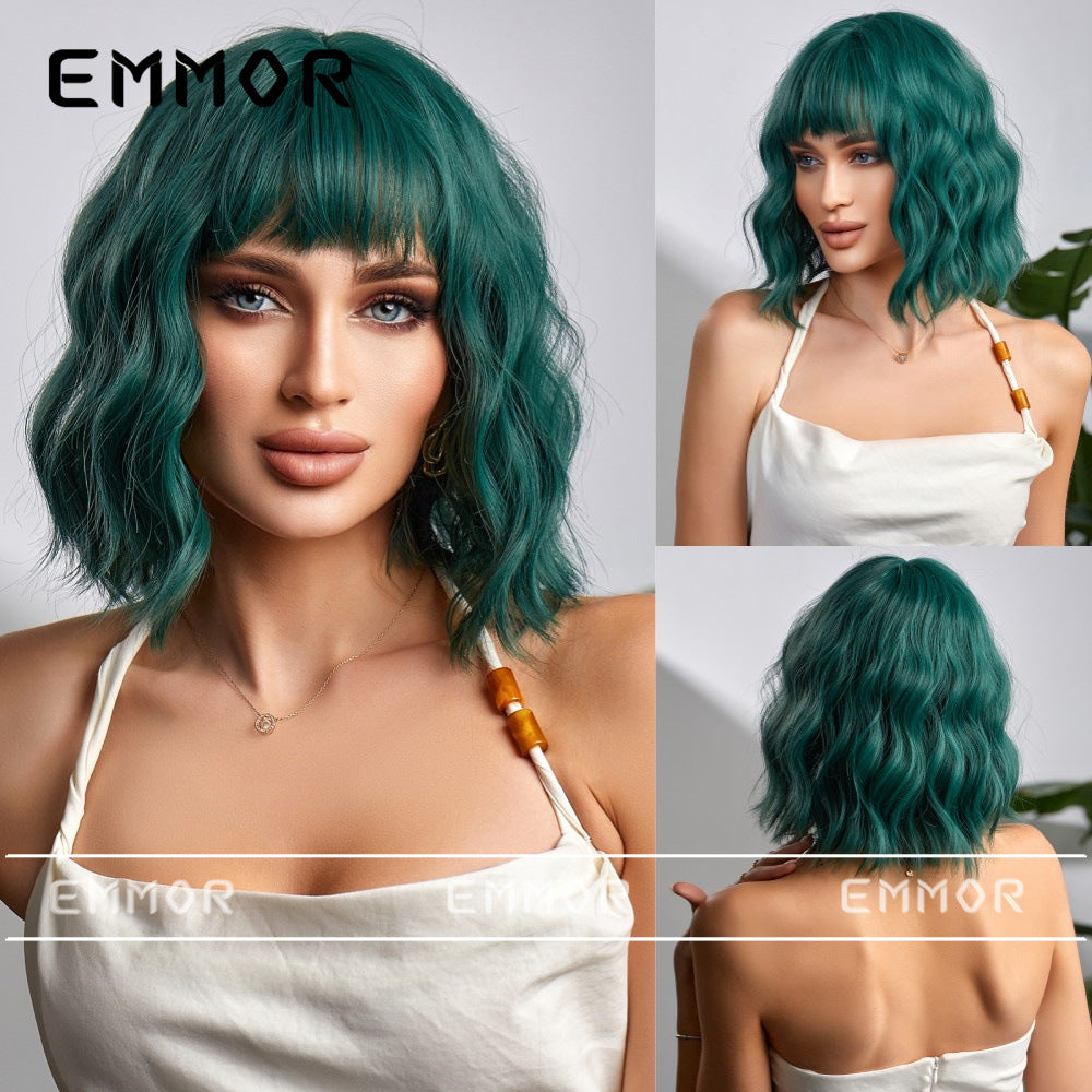 Summer Light Breathable Brown Natural Chemical Wig Short Curly Hair