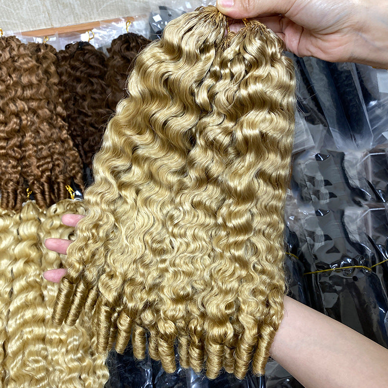Casual Charming Crochet Human French Roll Real Hair Wig