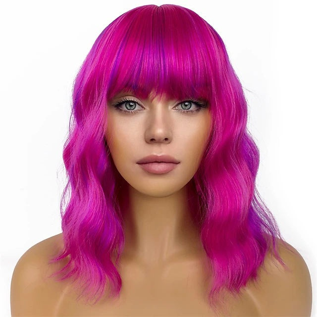 Women's Halloween Festival Rose Net Mid-length Shawl Wig Short Curly Hair
