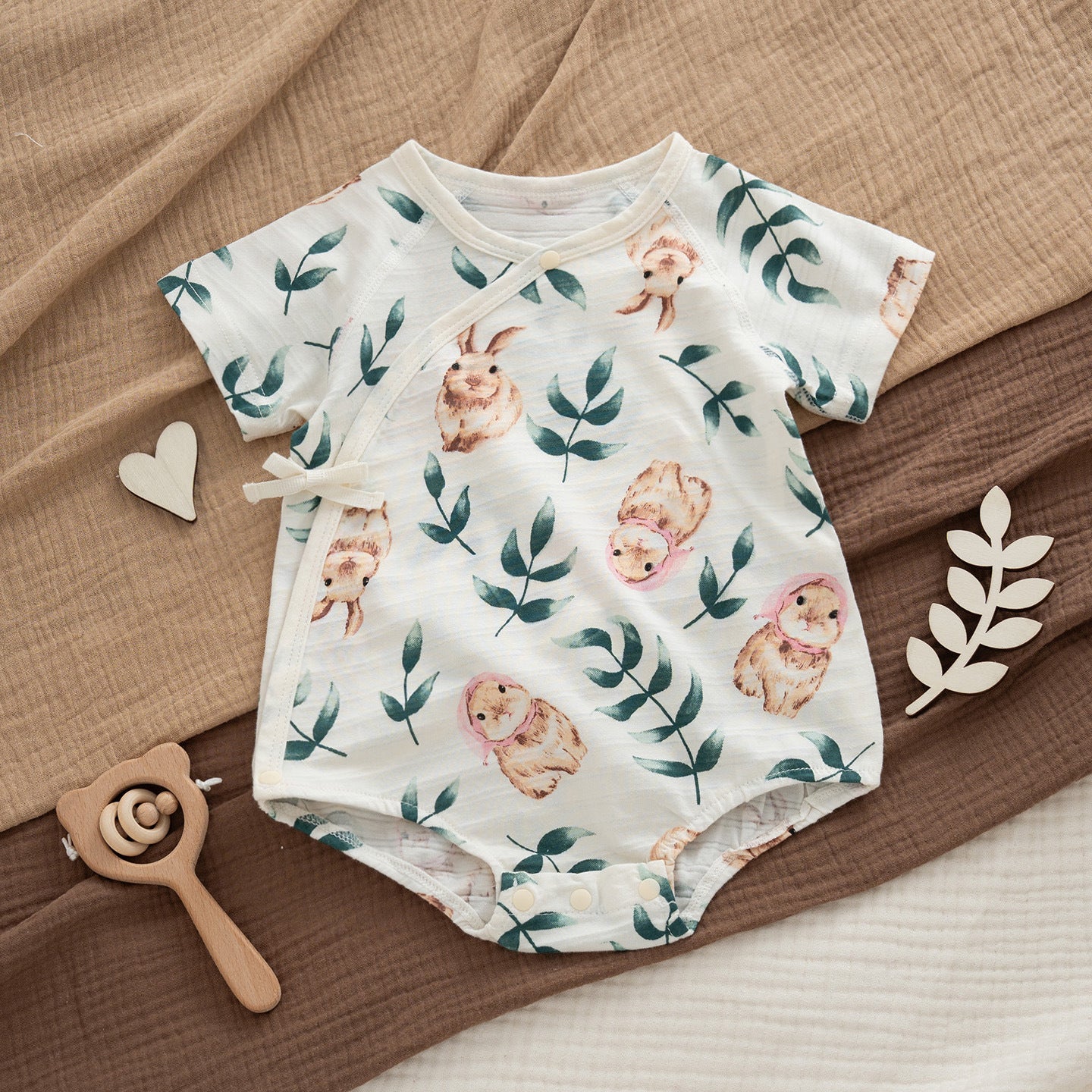 Short Sleeve Cotton Butt Wrap Clothes Months Born Boneless Triangle Jumpsuit, Climbing Suit