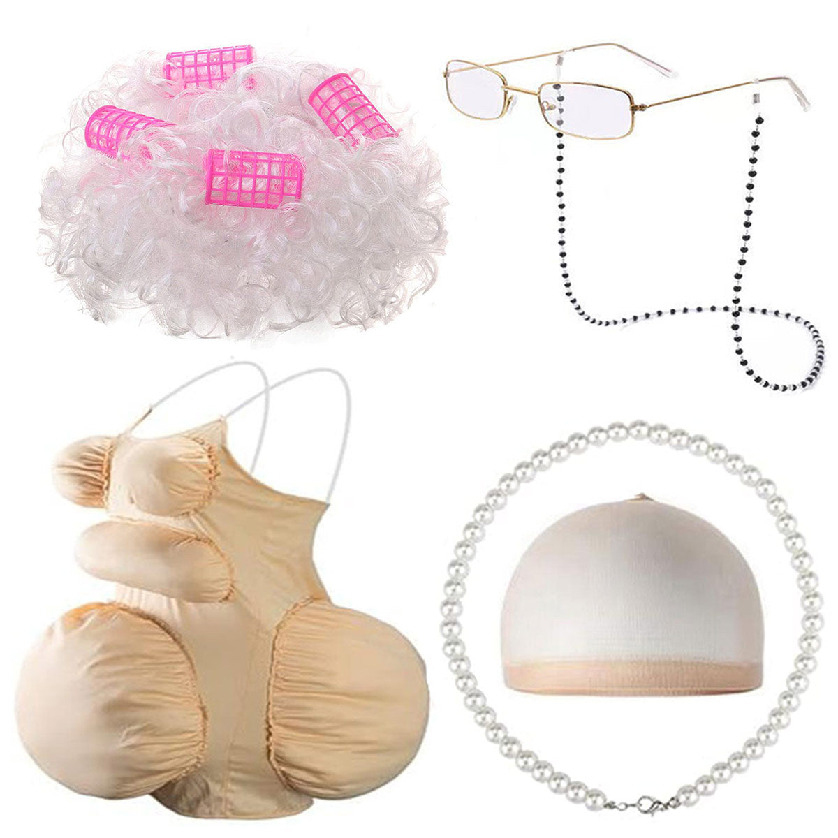 Fake Fat Belly School Day Role Play Dress Cos Wig