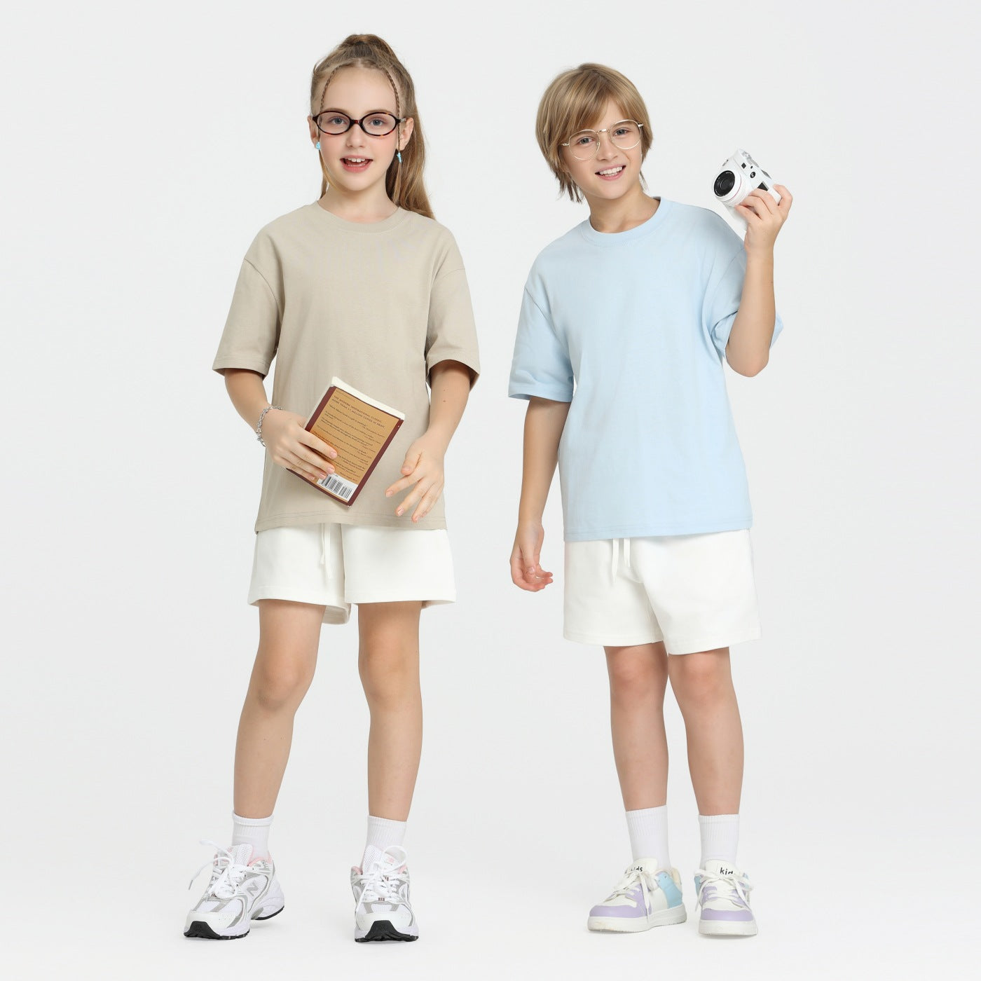 Children's Green Couple Cotton Wide American Short Sleeved Business Attire Children's T-shirt