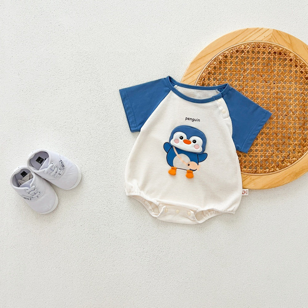 Infant Rompers Summer Penguin Short-sleeved Born Jumpsuit, Climbing Suit