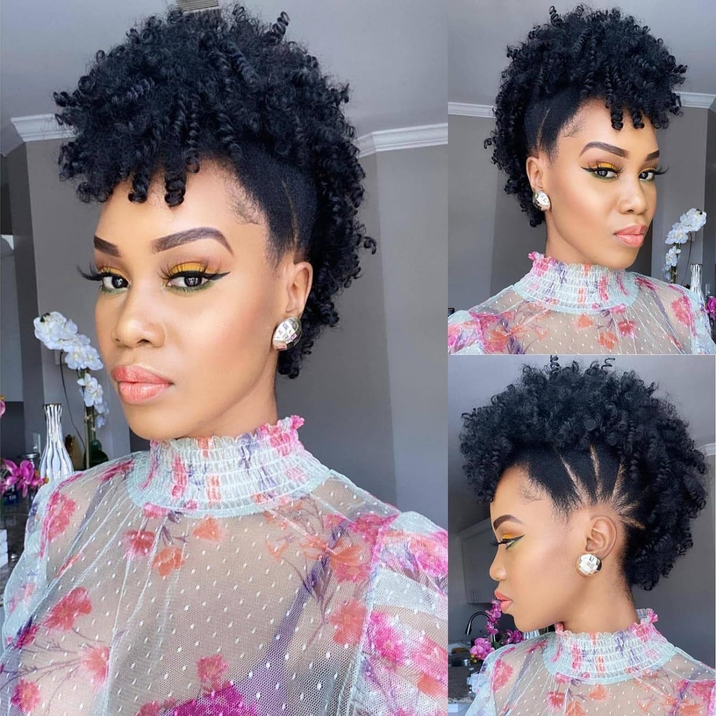 African Small Curly Short Hair Bag Wig Ponytail