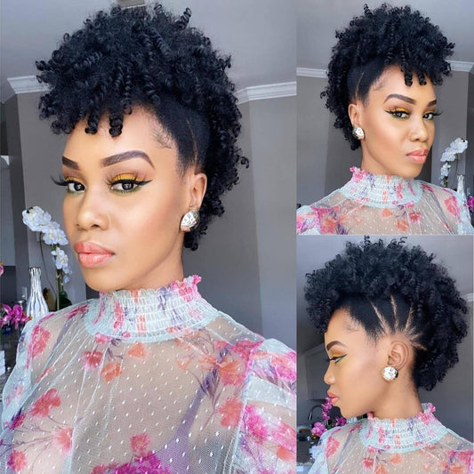 African Small Curly Short Hair Bag Wig Ponytail