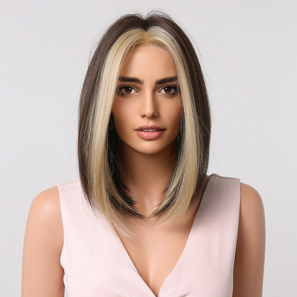 Female Fiber Summer Natural Color Head Wig Short Straight Hair