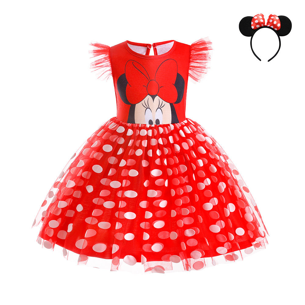 Children's Mouse Mesh Bubble Skirt Cute Polka Children's Dress