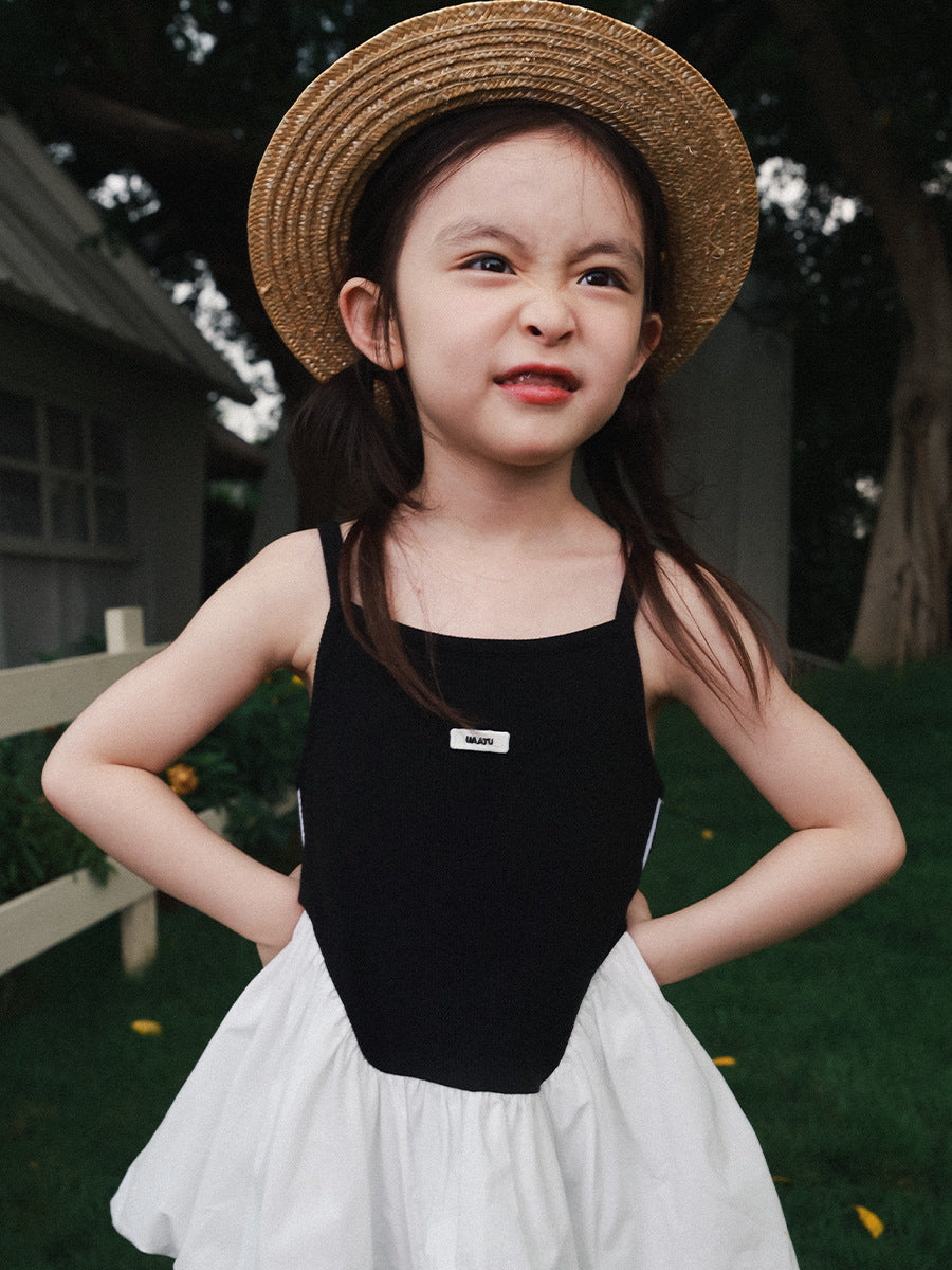 Children's Summer Mountain Fake Two-piece Skirts Clothing Contrast Color Breathable Children's T-shirt
