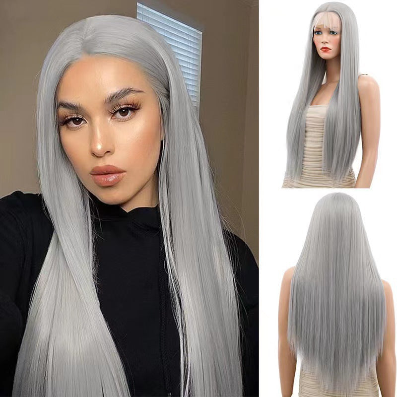 Fashion Mid-length Front Lace Orange Hair Synthetic Long Straight Wig