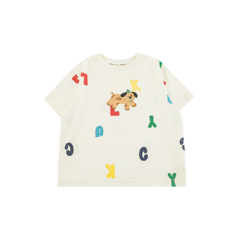 Round Neck Short Sleeve T-shirt Loose Children's Suit