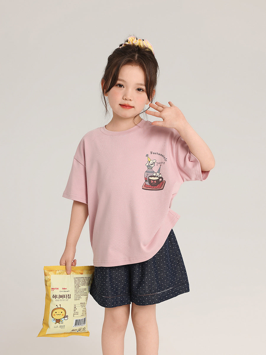 Children's Summer Cartoon Printed Korean Style Loose Short Children's T-shirt