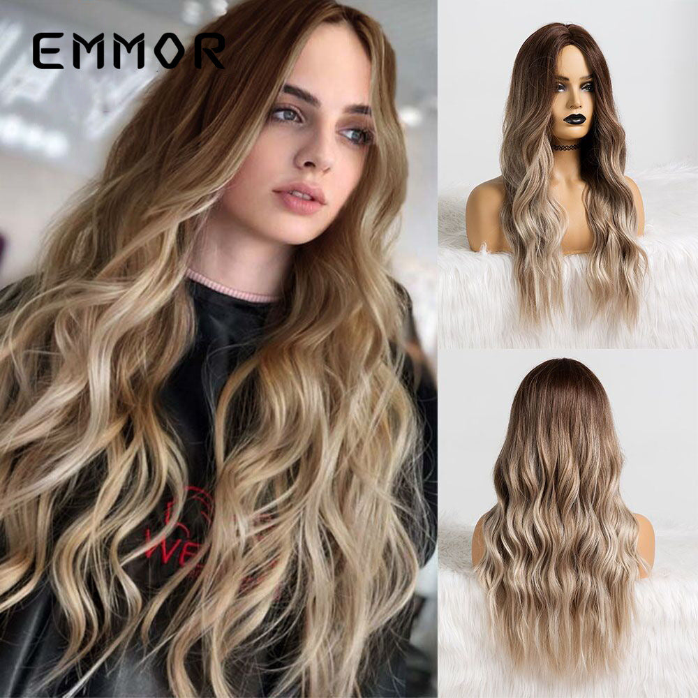 Female Atmosphere Dignified Goddess Gradient Brown Long Straight Wig
