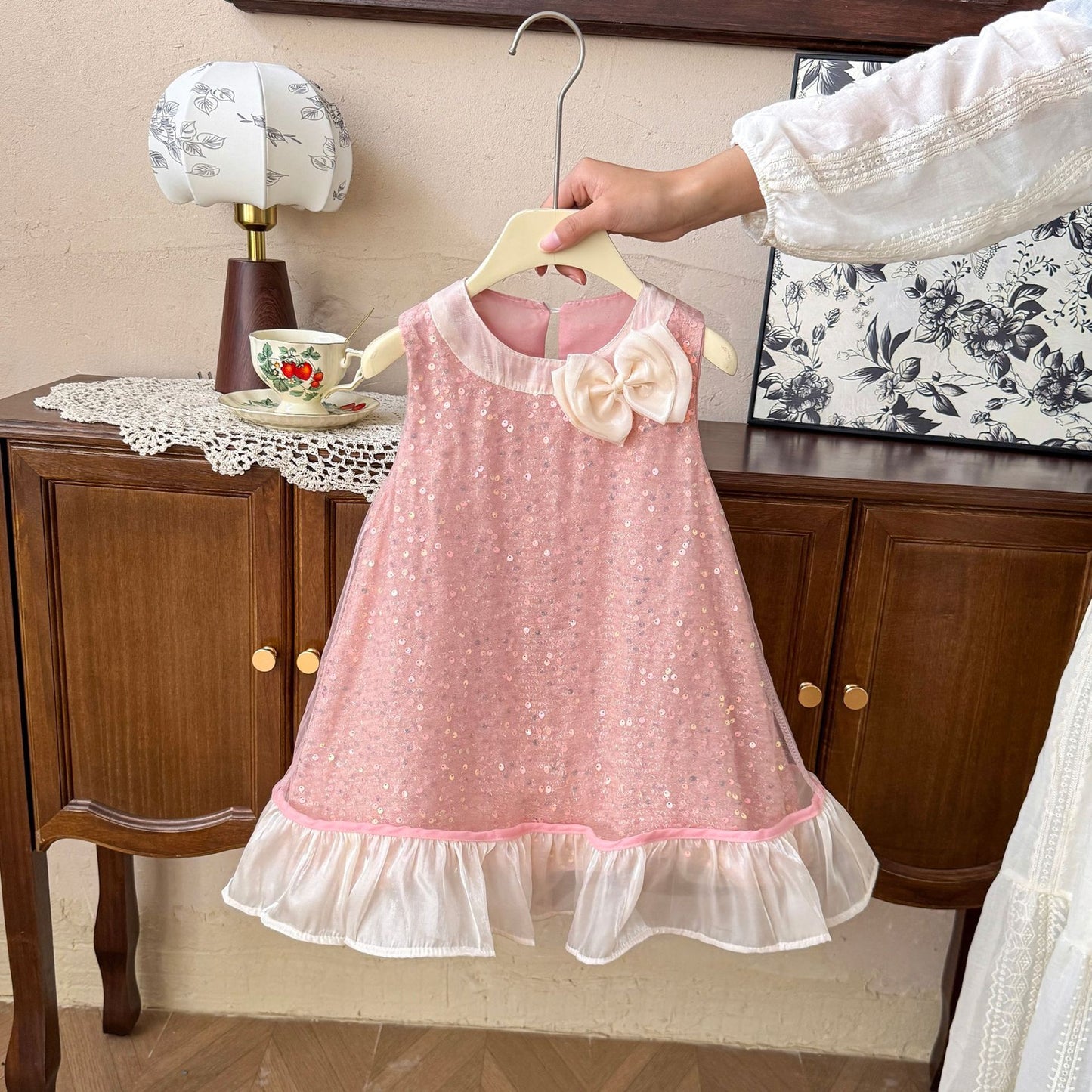 Summer Sleeveless Bow Mesh Cute Graceful Children's Dress