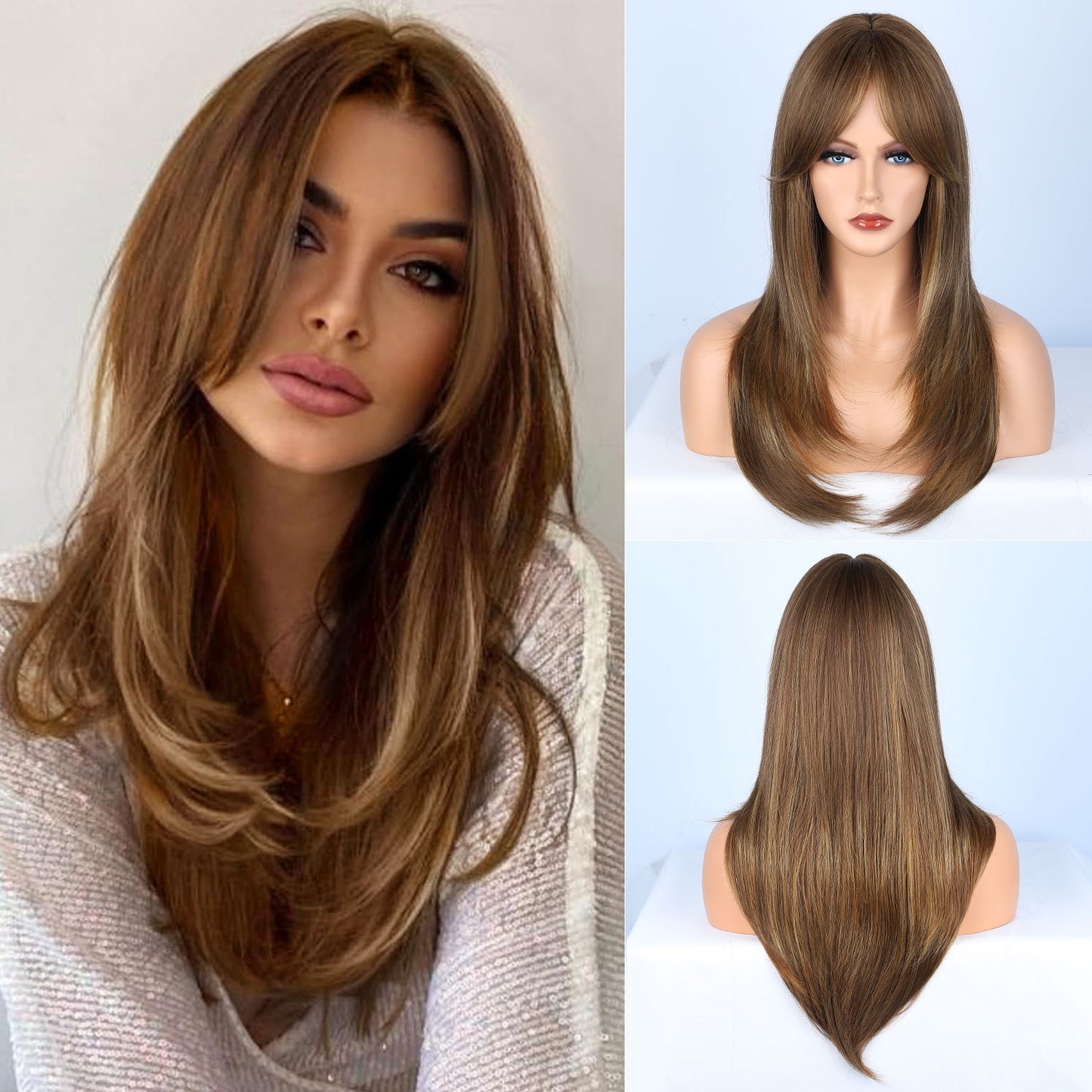 Chemical Fiber Fashion Long Hair Bangs Big Wave Wig Ponytail