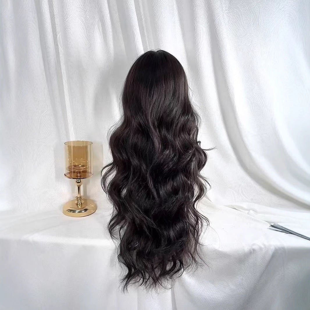 Wave Long-hair Woman Fluffy Natural Black Wig Long Curls