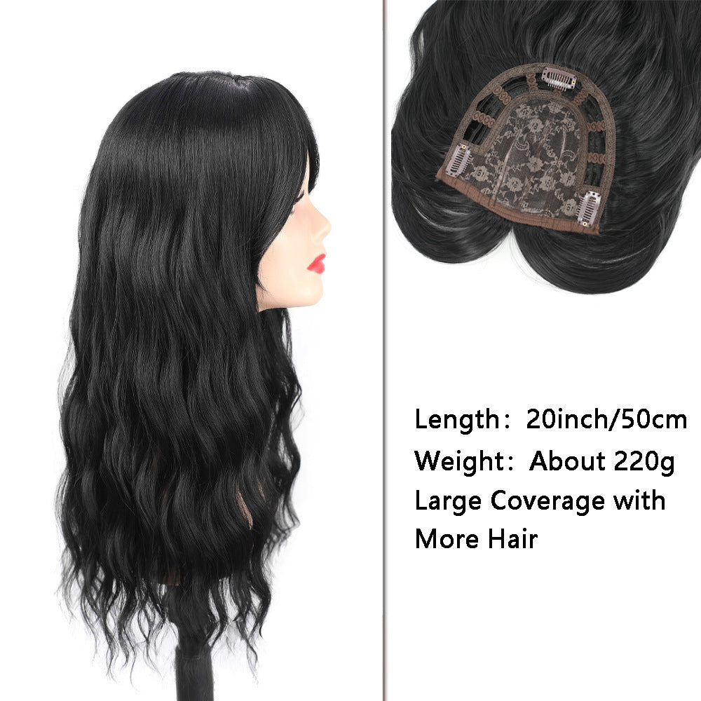 Female Brown Water Ripple Medium Curly Hair Chemical Fiber Wig Long Curls