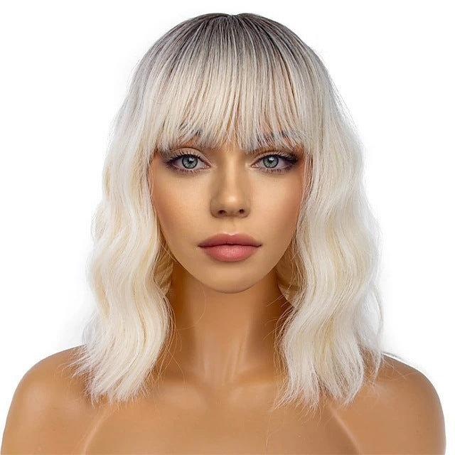 Women's Halloween Festival Rose Net Mid-length Shawl Wig Short Curly Hair