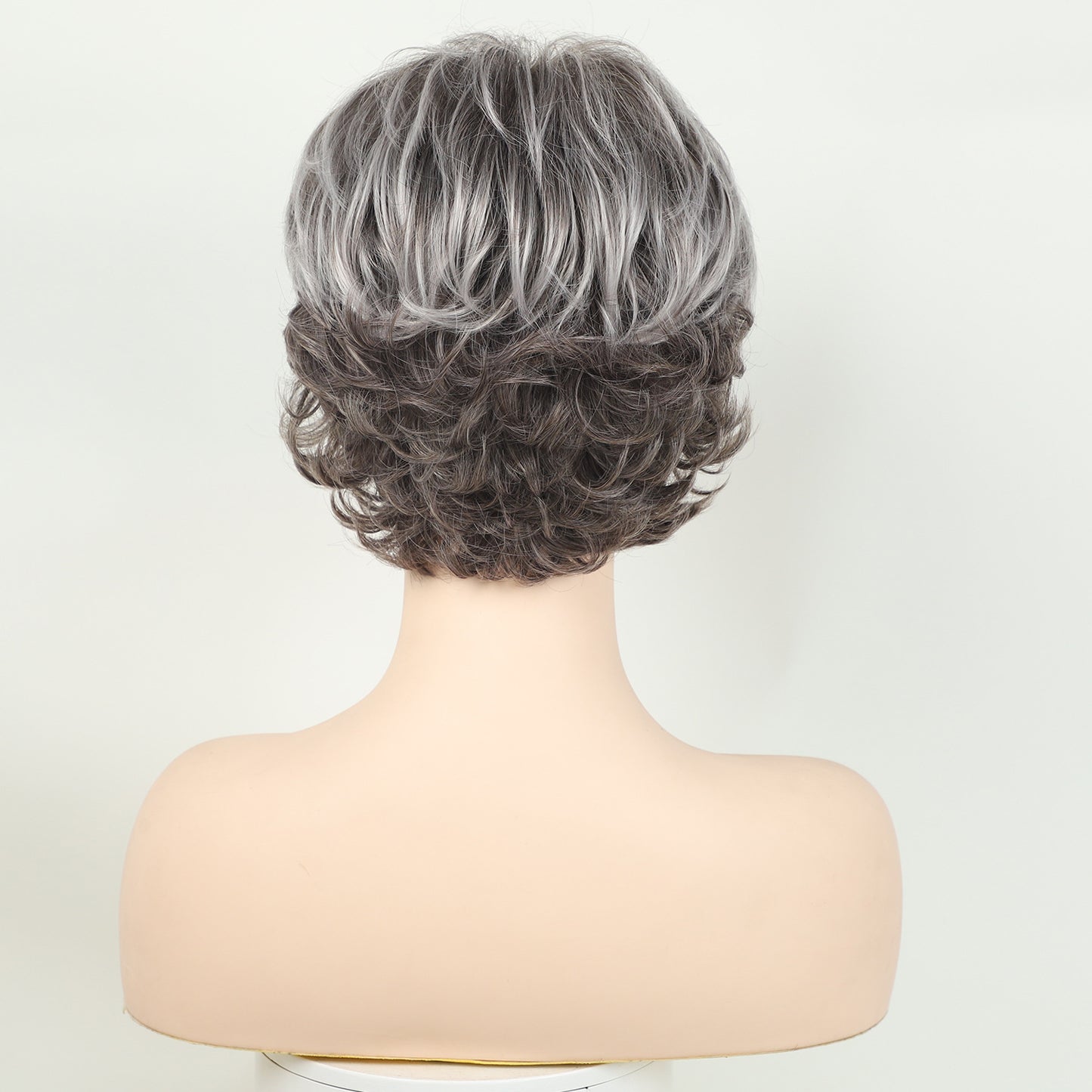 Female Fashion Fluffy Gray Chemical Fiber Wig Short Curly Hair