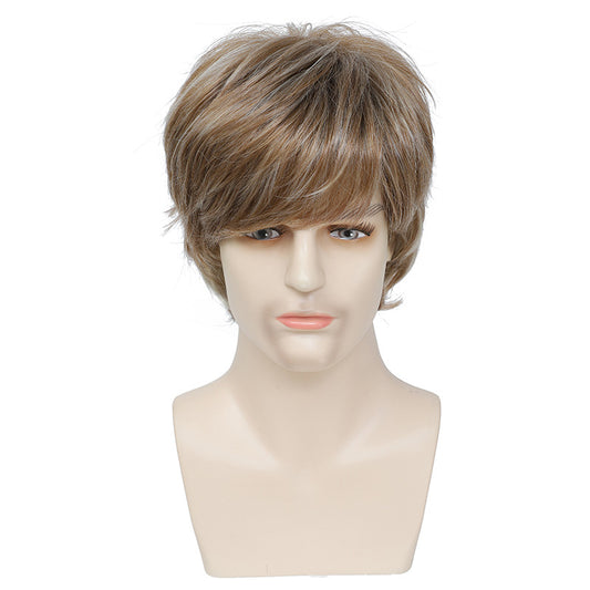 Men's Blonde Prince Stage Performance Show Foreign Side Wig Short Curly Hair