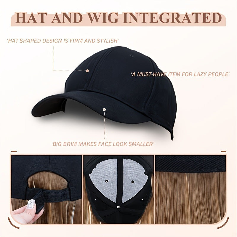 One-piece Hat Short Straight Hair Female Collarbone Length Haircut Wig Long Curls