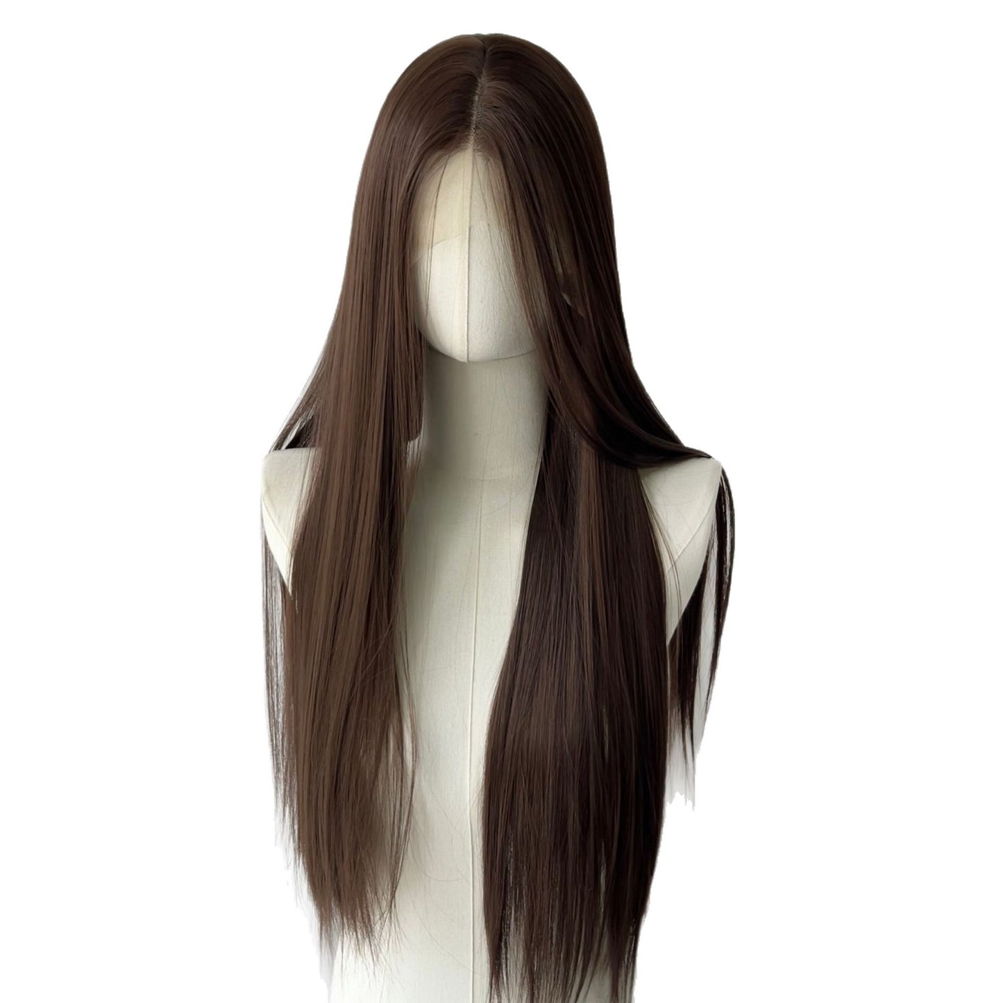 Crochet Rough Forehead Lace Hair Head Cover Bright Fragrance Long Straight Wig