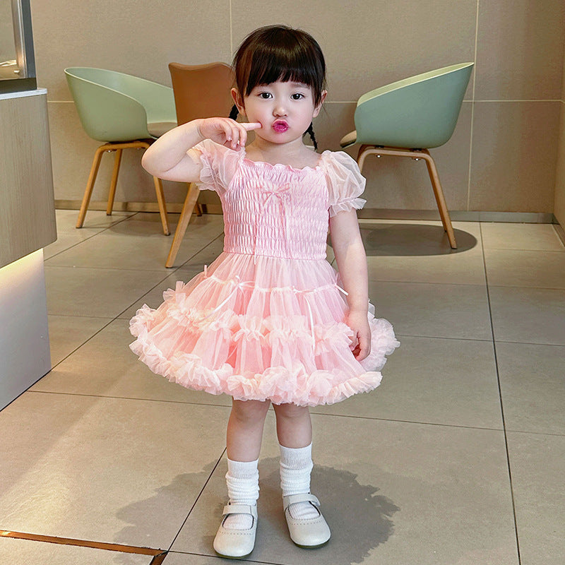 Children's Spring Fashionable Princess Bubble Sleeve Puffy Class Children's Dress