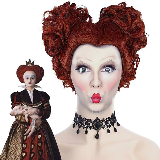 Cool Witch Also Crazy Red Queen Wig Short Curly Hair