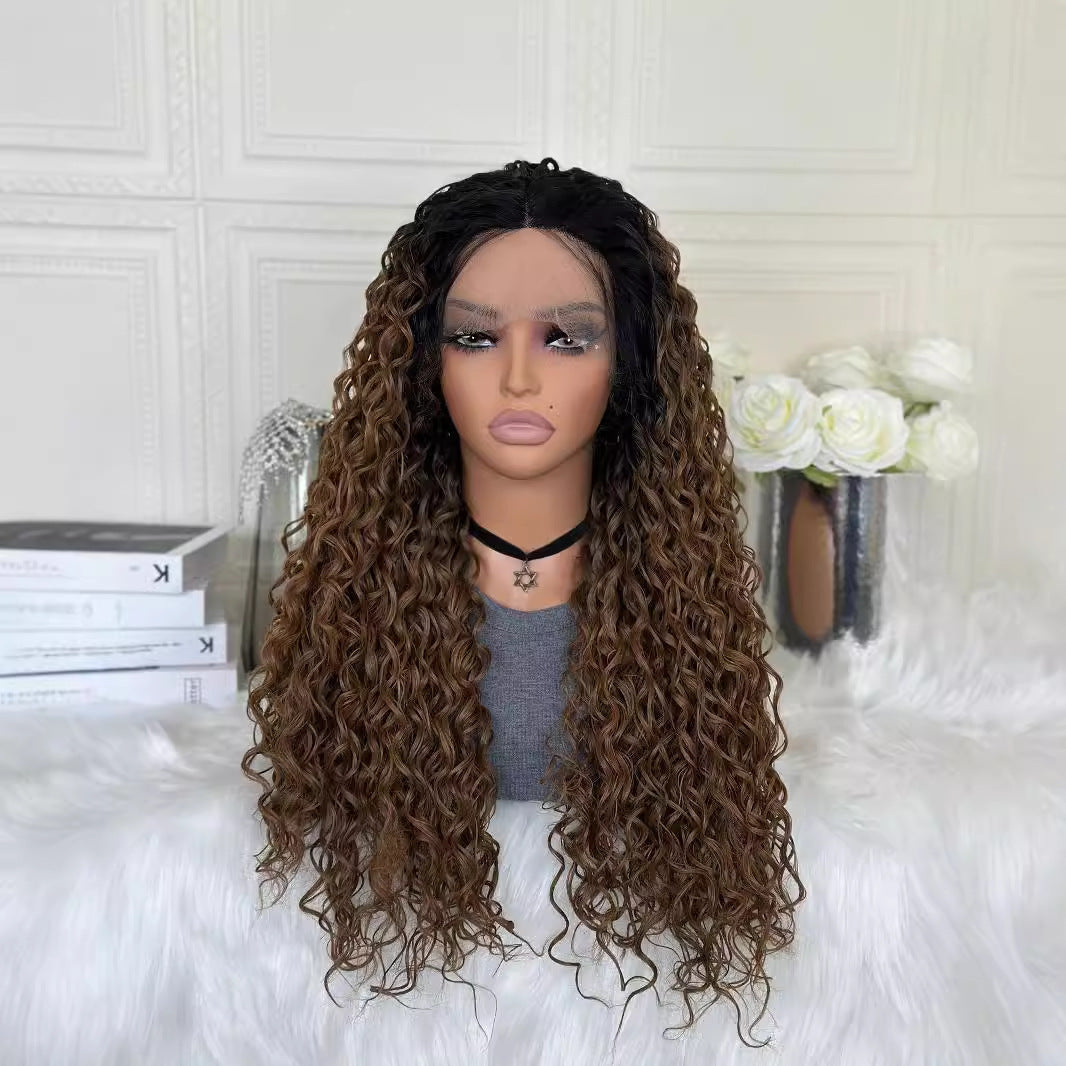 Front Lace African Small Volume Wound Tube Wig Long Curls