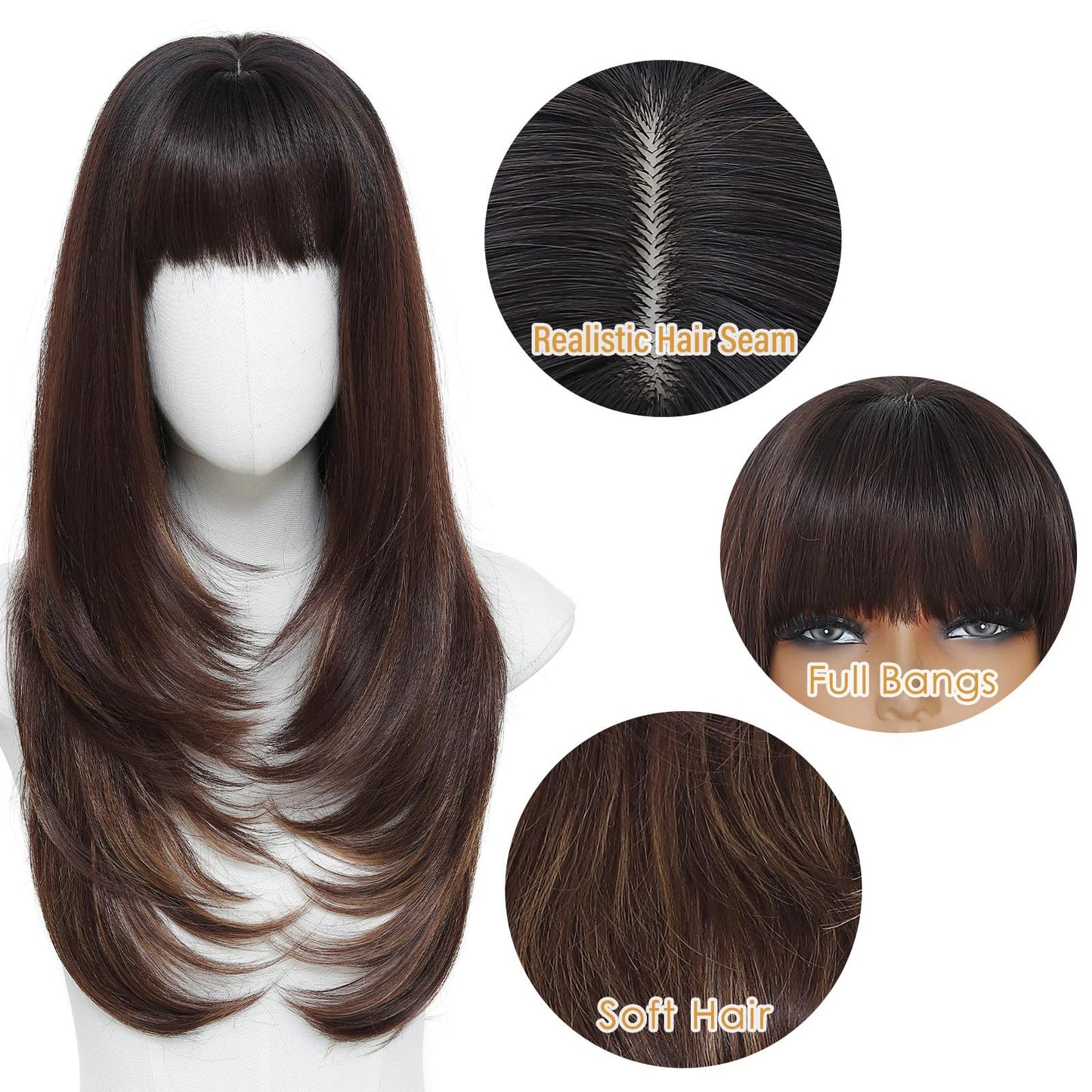 Women's Hair Layered Fiber Synthetic Wigs Long Straight Wig