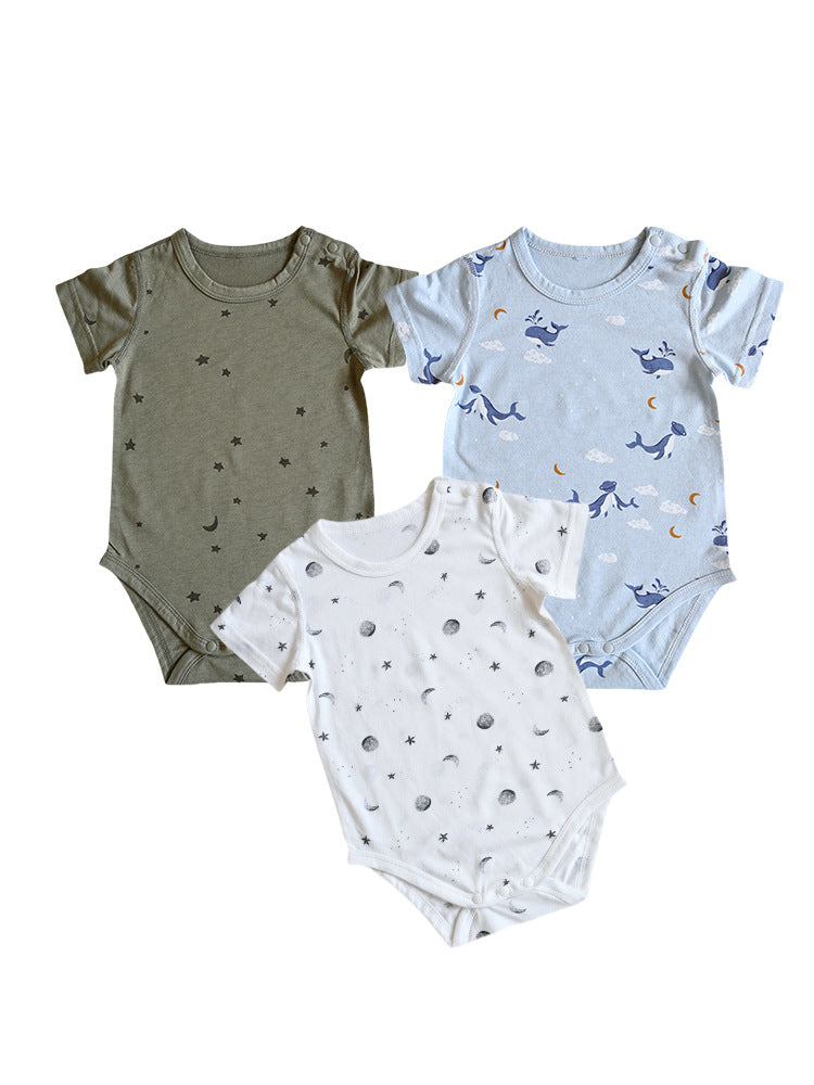 Cotton Summer Short Sleeved Kazakhstan Thin Boneless Romper Born Clothes Jumpsuit, Climbing Suit
