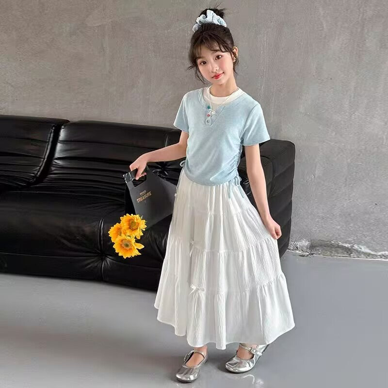 Children's Sleeve Skirt Korean T-shirt Cake Dress Children's Suit