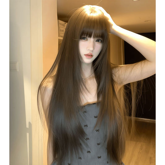 Net Female Head Hair Increase Volume Fluffy High Skull Long Straight Wig