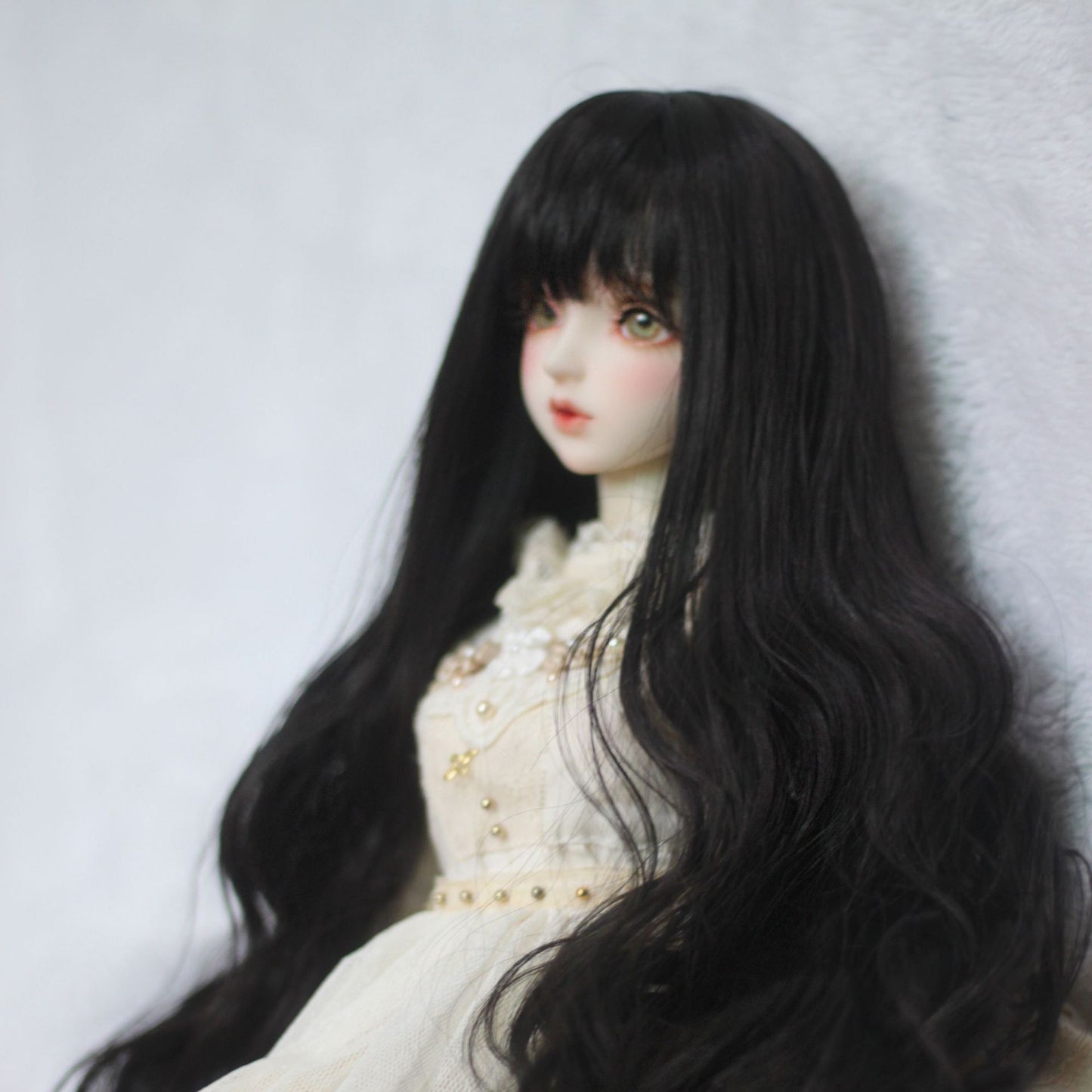 Lucy Elegant Hair Straight Bangs Sier Gray Natural Handmade Roll Cos Wig