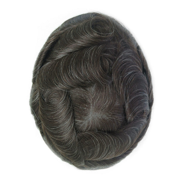 Men's Leather Hand Crochet V Needle Hairpiece Men's Wig
