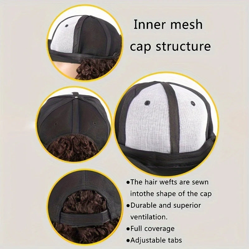 Integrated Instant Noodle Curls Black Peaked Cap African Screw Other Wig